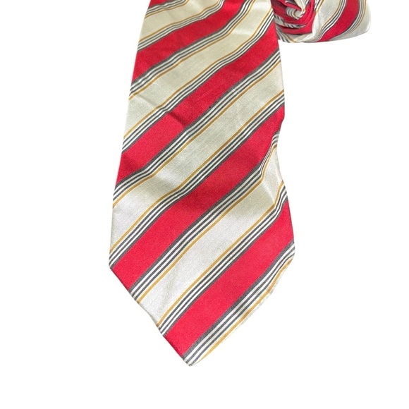 Ermenegildo zegna red gold striped tie 100% silk made in Italy - Picture 2 of 4